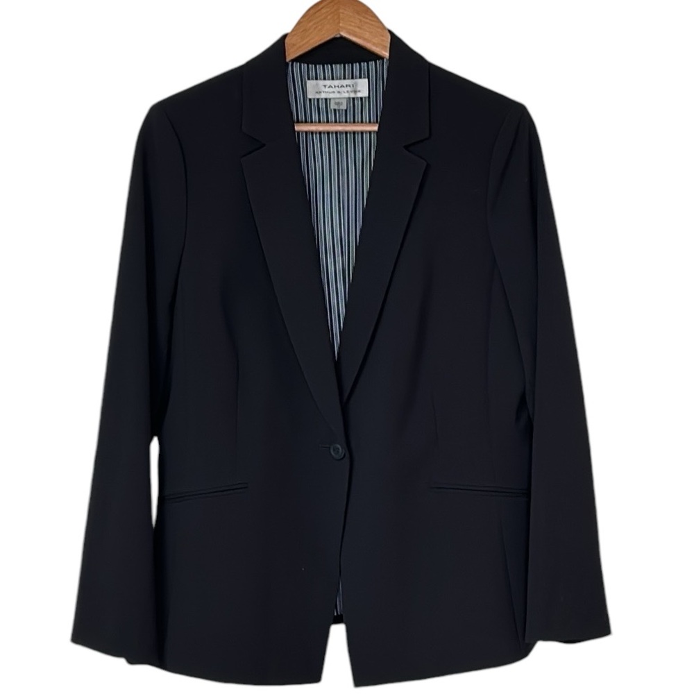 Tahari  ASL Single Button Navy Blazer Size 12 - Picture 8 of 8